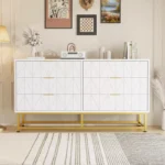 White Fabric Dresser with Wood Top – Small Storage Chest with Fabric Drawers - Image 2