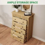 Wooden Chest of 5 Drawers – Tall Storage Organizer Cabinet - Image 3