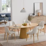 Solid Wood Oval Dining Table for 6 – Pedestal Base, Brown Finish - Image 8