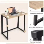 Folding Computer Desk No-Assembly Study & Writing Table for Small Spaces - Image 5