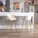 Metal Cozy Bar Stools with Chrome Footrest & Base – Modern Comfort Design - Image 5