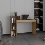 3-Tier Side Shelf in Natural Oak Finish – Tall Open Storage Unit for Home & Office