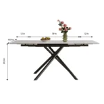 83" Modern Retractable Sintered Stone Dining Table for 6–8 with Black Steel Criss-Cross Base - Image 2