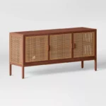 Modern Wooden TV Stand with Doors and Fixed Shelves – 54.1 Inch Media Console - Image 5