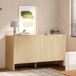 Wooden Sideboard Buffet with Fluted Design, Coffee Bar Console Table - Image 4