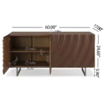 Modern Wood Sideboard with Four Water-Drop Corrugated Doors and Adjustable Shelves - Image 4