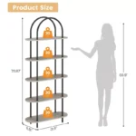 5-Tier Arched Open Bookshelf – Tall Metal Frame Display Rack for Home & Office - Image 4