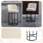 Bar Stools Set of 2 – Modern Barrel Design with Linen Fabric Upholstery - Image 5
