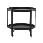 Modern Oval Bar Cart with 2 Tempered Glass Shelves and Casters - Image 5