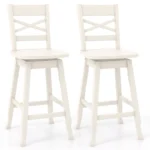 Wood Swivel Bar Stool with Inclined Backrest in Cream – Counter Height Design - Image 5