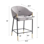 Upholstered Counter Stools with Curved Armrests Set of 2 – Comfortable & Modern Design - Image 2