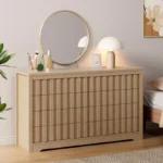 Modern Curved Wooden Chest of Drawers – Wide Storage Dresser