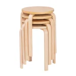 Set of 4 Bentwood Stacking Stools in Light Brown – Space-Saving & Durable Design - Image 5