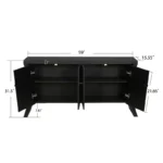 Wooden 4-Door Sideboard with Arc Legs & Adjustable Shelves, Distressed Finish - Image 4