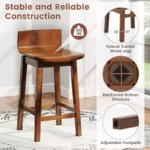 Counter Height Bar Stools with Solid Wood Legs & Footrest – Mid Back, Set of 2 - Image 4