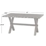 Live Edge Trestle Dining Table for 4 – 61" Solid Rubberwood Table with Criss-Cross Base, Brown - Image 6