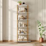 6-Tier Industrial Bookshelf – 71 Inch Tall Narrow Storage Rack with Metal Frame - Image 2