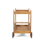 Modern Bar Cart with Two Solid Wheels and Acacia Wood Shelves - Image 2
