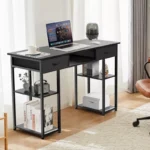 Adjustable Small Writing & Study Table with Storage – MDF Rectangle Office Desk