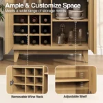 Coffee Bar Cabinet & Sideboard Buffet with Removable Wine Rack – Liquor Storage Unit - Image 3