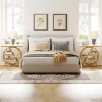 3-Tier Narrow Side Table – Wood End Table with Geometric Metal Frame - Image 4