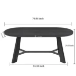 Modern Oval Dining Table for 6–8 People – 70.86" Black Wood Table with 4-Leg Base - Image 3
