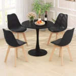 Modern Round Dining Table Set with 4 Chairs – Compact Kitchen & Small Space Dining Set - Image 4