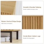 Wooden Large Storage Cabinet with Fluted Doors & Adjustable Shelf - Image 4