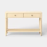 Turned Wood Console Table with Two Drawers – Natural Finish - Image 4