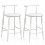 Counter Height Acacia Wood Bar Stools with Mid Back – Round Seat, Set of 2 - Image 6
