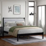 Queen/Full Size Black Solid Wood Platform Bed Frame - Image 3