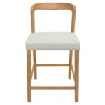 Upholstered Counter Stools with Curved Open Back Set of 2 – Rubberwood Frame - Image 4