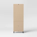 Tall Library Bookcase with Doors – Natural Wood Finish Storage Cabinet with Adjustable Shelves - Image 3