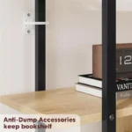 Tall Industrial 5-Tier Bookcase with Rattan Doors - Image 7