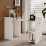 Foldable Drop-Leaf Desk with Storage Racks & Wheels – Multi-Room Compact Table - Image 4