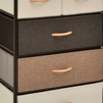 Storage 4-Tier Organizer Tower with Steel Frame & Wooden Top – Gray/Cream Drawer Unit - Image 5