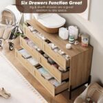 Modern Sideboard Buffet Cabinet with Glass Doors and 5 Drawers - Image 4