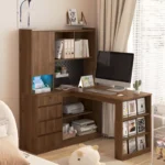 L-Shaped Corner Home Office Desk with Hutch Storage