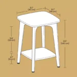 Modern Square Side Table with Lower Shelf – 2-Tier Small White End Table - Image 2