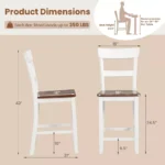 Wooden Bar Stool Set of 2 – Solid Rubberwood Bar Chairs, Counter Height - Image 3