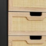 Modern Rattan Chest of 5 Drawers – Tall Storage Dresser with Metal Frame - Image 2