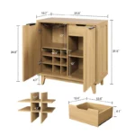 Coffee Bar Cabinet & Sideboard Buffet with Removable Wine Rack – Liquor Storage Unit - Image 4