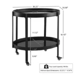 Modern Oval Bar Cart with 2 Tempered Glass Shelves and Casters - Image 6