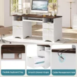 Executive Office Desk with File Drawer & Open Shelves - Image 6