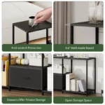 Media TV Console Table with Open Shelves and Fabric Drawer – Modern Stand for Up to 55-Inch TVs - Image 2