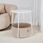 Small Round Side Table with Storage – Modern White End Table - Image 5