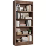 Wooden Tall Walnut Bookshelf – 5-Tier Storage Rack for Home & Office - Image 5