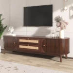 Rattan TV Stand for TVs Up to 75 Inches – Farmhouse Media Console - Image 3