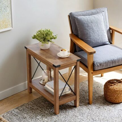 Side Table with Bottom Shelf – Modern Storage End Table