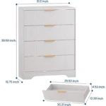Fluted Sideboard for Bedroom with 4 Drawers, Modern Storage Cabinet - Image 5